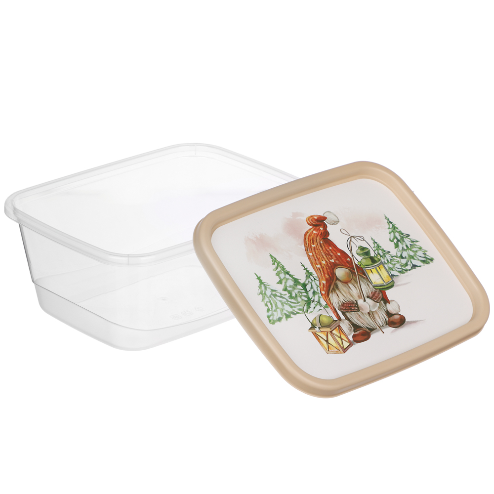 Шишки, Гном Контейнер для продуктов прямоугольный 1,5л, пластик, 2 дизайна, арт.№ 861-468