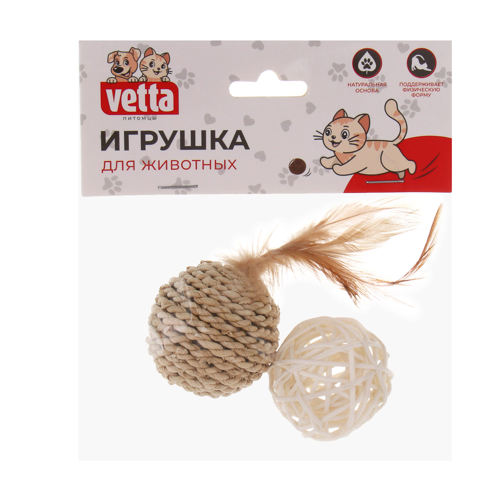 VETTA Игрушка для домашних животных, плеть, перо, набор 2 шт, арт.№ 273-447