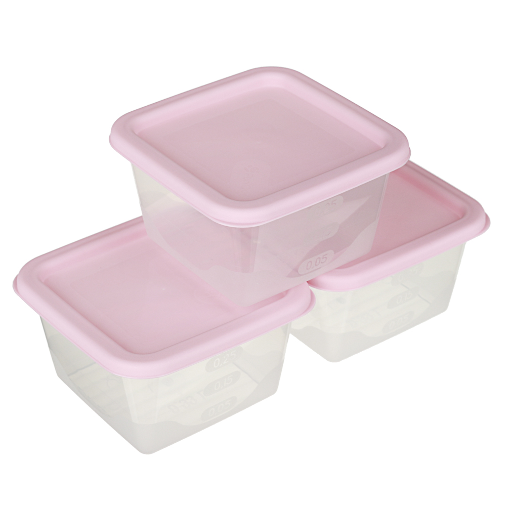 Набор контейнеров квадратных, 3шт, 0,33л, пластик, 3 цвета, арт.№ 861-287