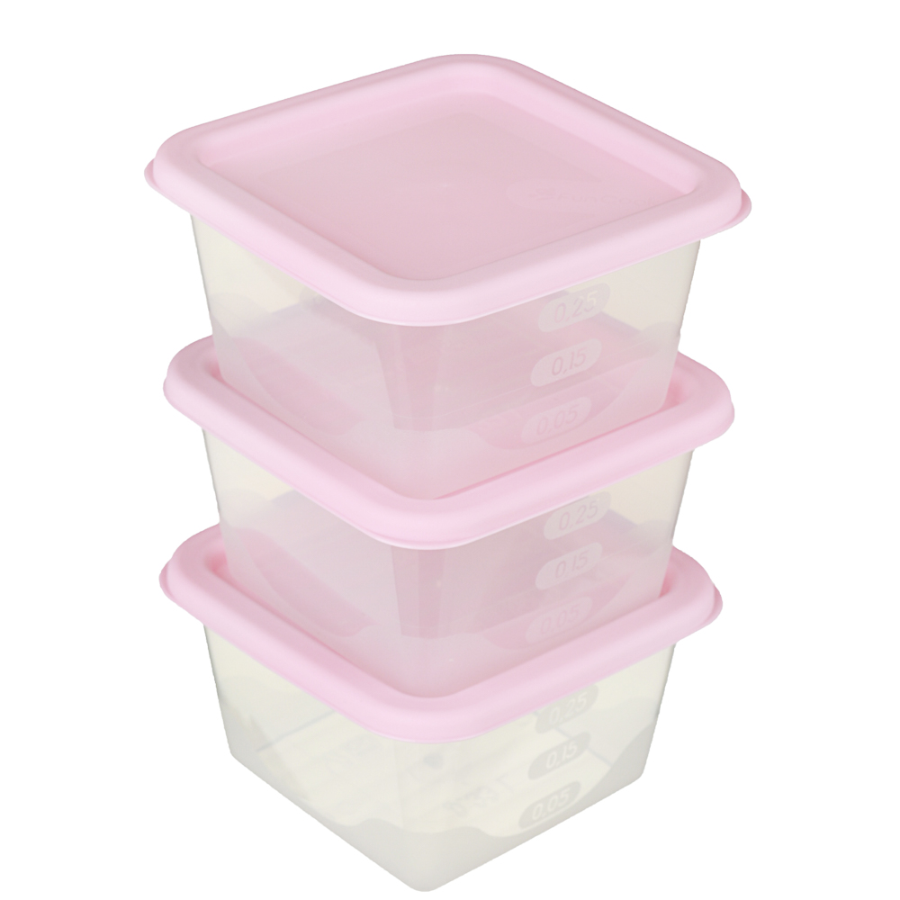 Набор контейнеров квадратных, 3шт, 0,33л, пластик, 3 цвета, арт.№ 861-287