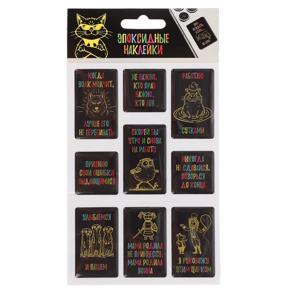 Наклейки эпоксидные Фразы 4 в ассортименте, арт.№ 503-570