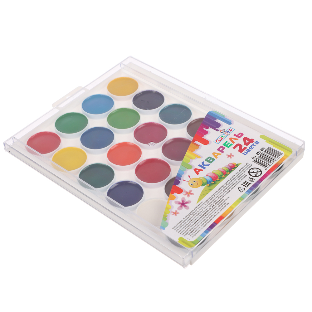 Акварель 24цв. ClipStudio без кисти, в пластиковой упаковке с европодвесом, арт.№ 231-095