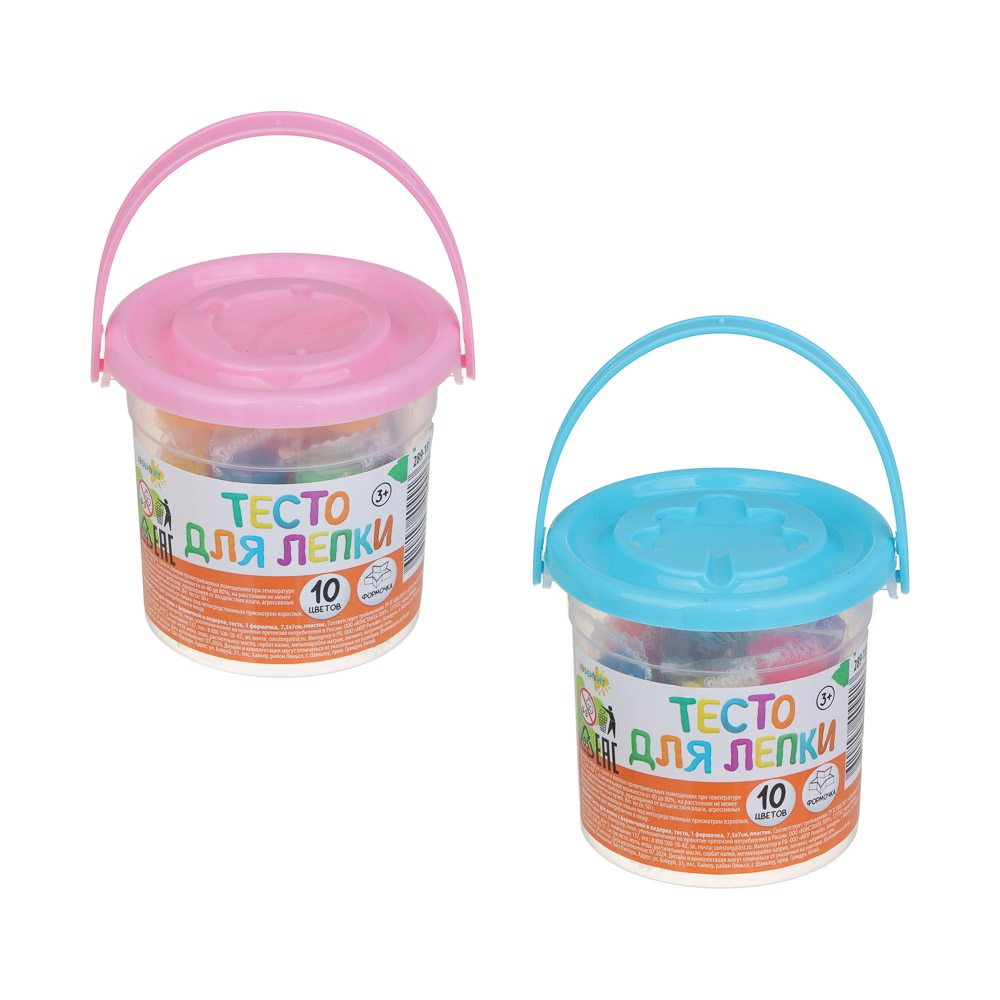 Тесто для лепки с формочкой в ведерке, ХОББИХИТ, тесто, пластик, 1 формочка, 7,5х7см, арт.№ 289-185