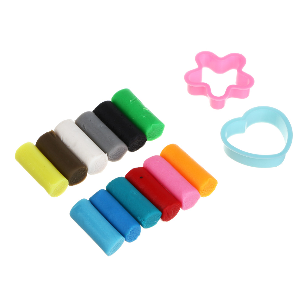 ХОББИХИТ Набор для лепки, 2 формочки, 12 цветов теста, PP, полимер, 13,5х12см, микс, арт.№ 289-186