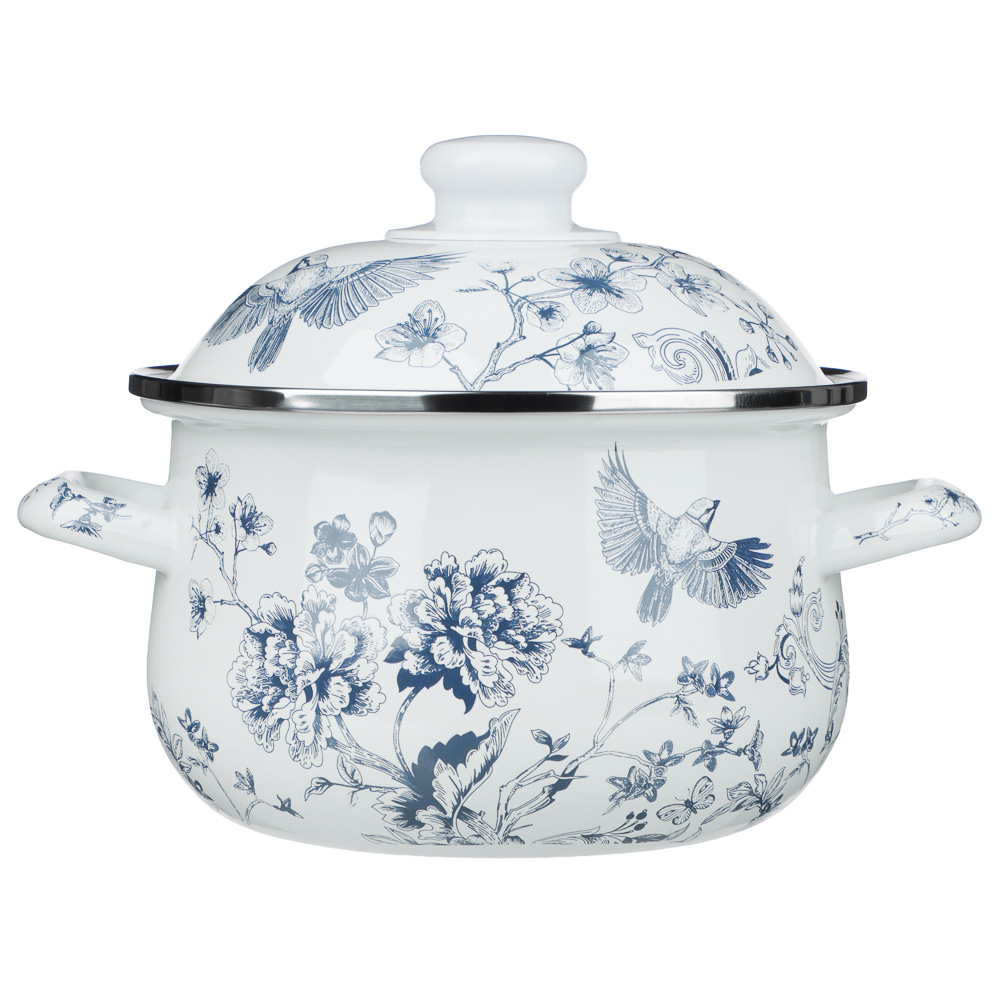 Кастрюля эмалированная тм VETTA Флорал, 18см, 2л, индукция, арт.№ 894-570