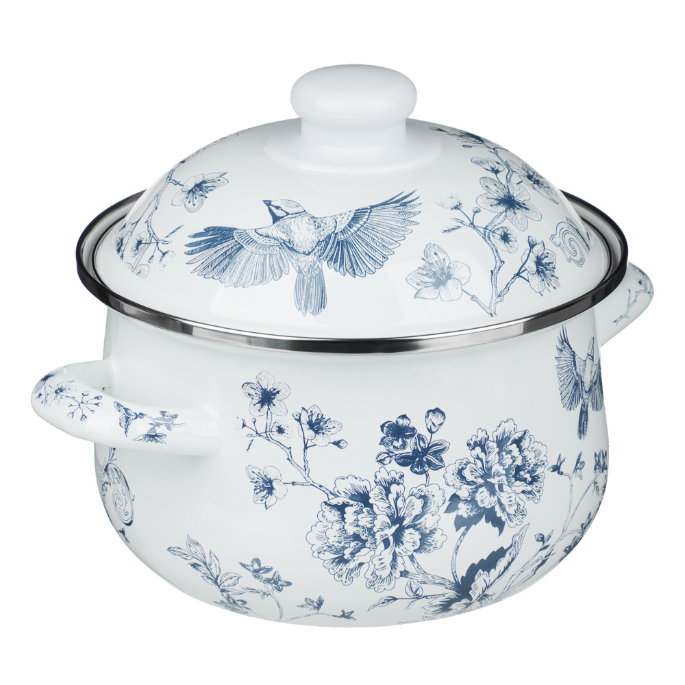 Кастрюля эмалированная тм VETTA Флорал, 18см, 2л, индукция, арт.№ 894-570