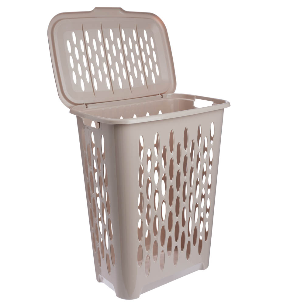 Корзина для белья Keeplex Light с откидной крышкой 37л 42,2х29х51,5см, пластик, бежевый топаз, арт.№ 402-001