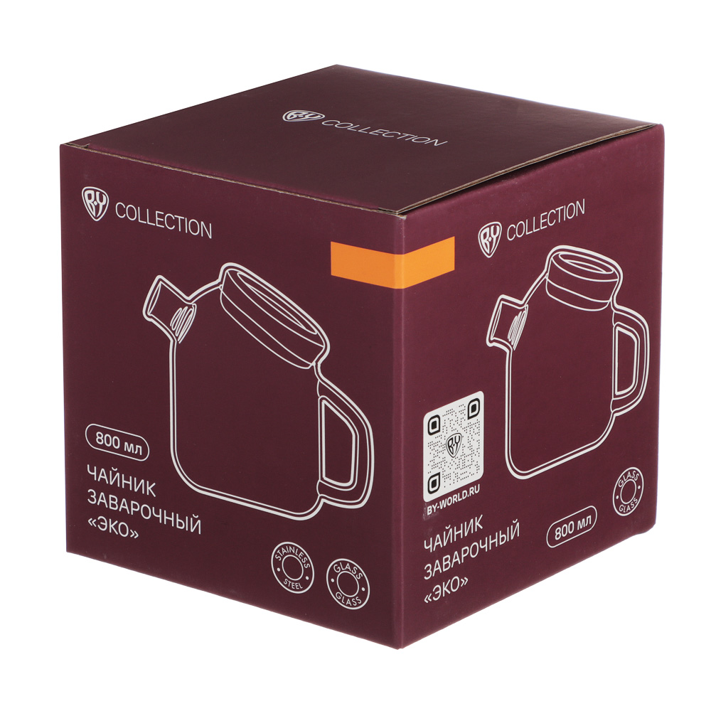 BY COLLECTION Чайник заварочный "ЭКО", 800мл, стекло, арт.№ 850-221