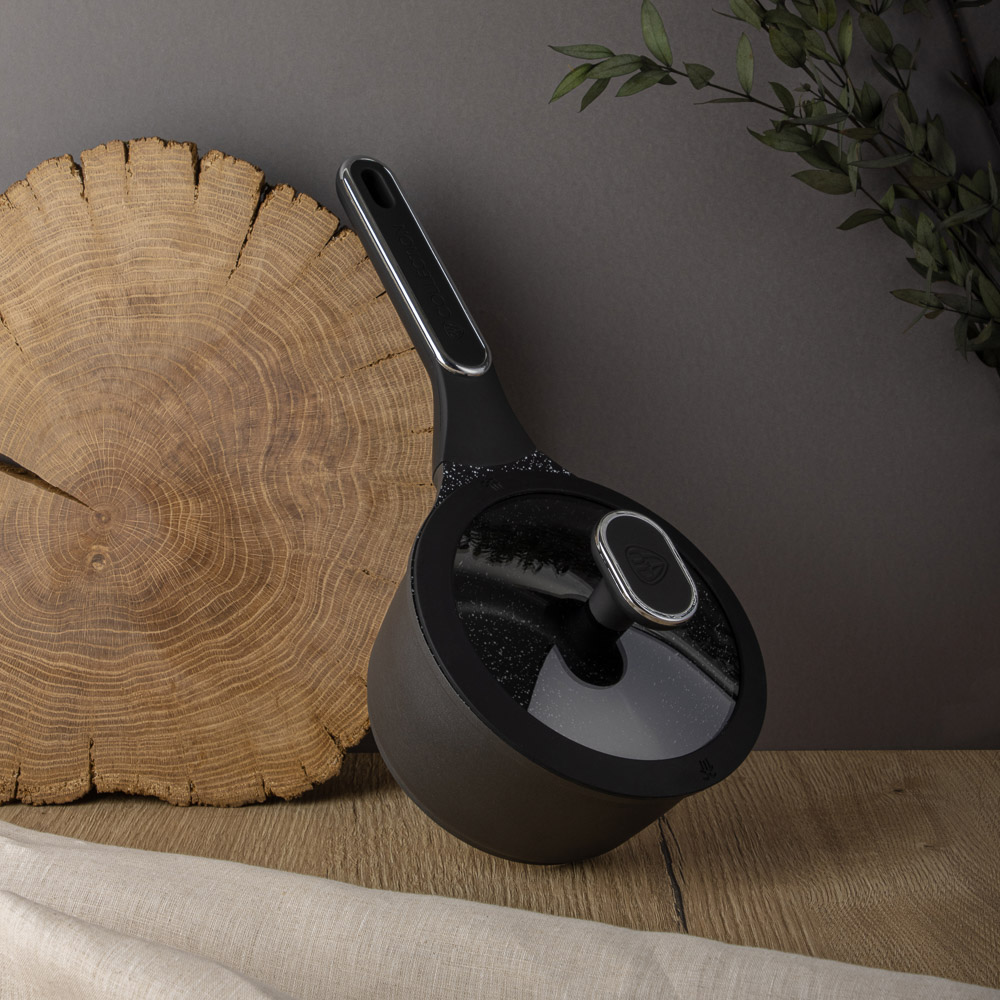 BY COLLECTION Ковш с крышкой литой 1,4л, 16х8,5см, антипригарное покрытие мрамор, индукция, арт.№ 846-585