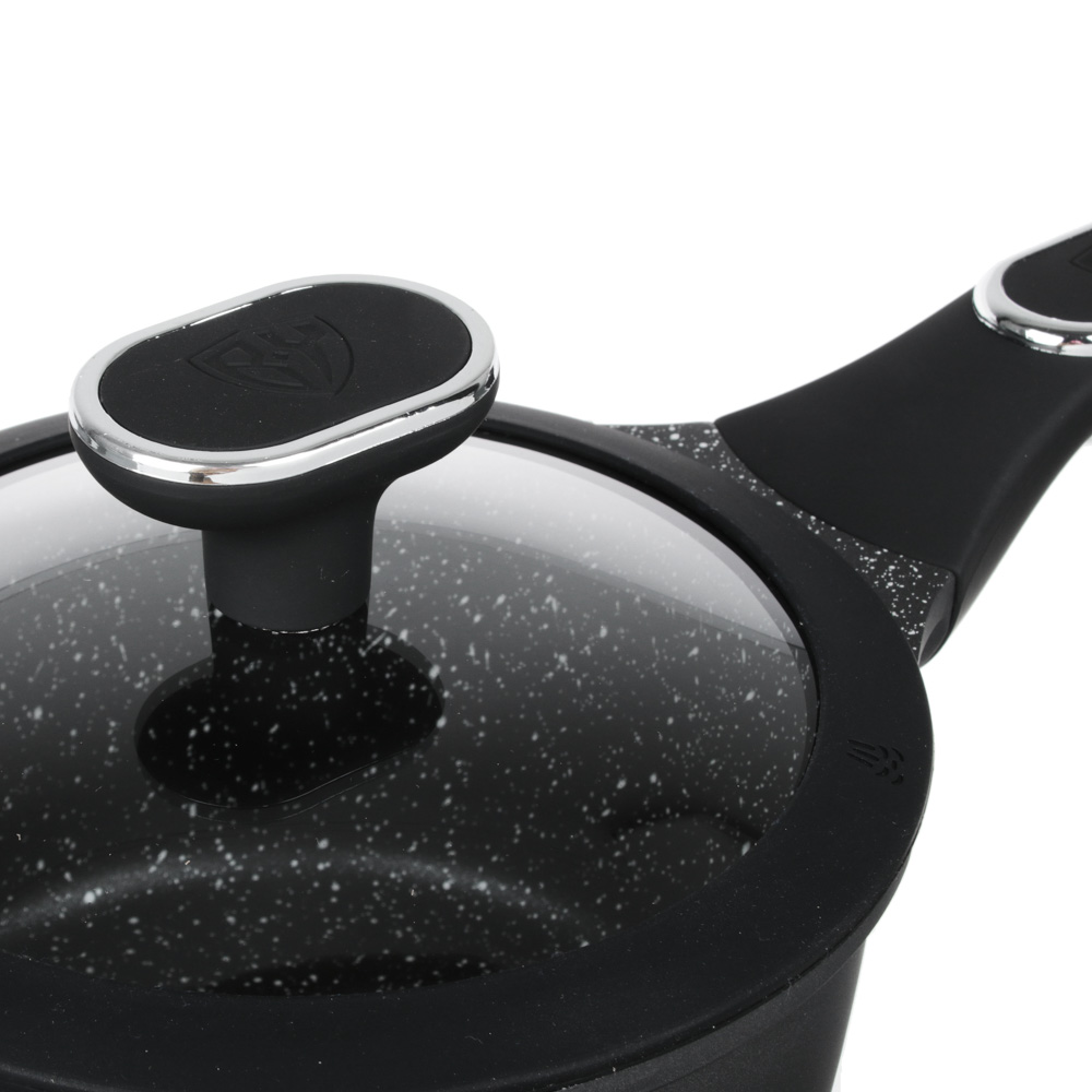 BY COLLECTION Ковш с крышкой литой 1,4л, 16х8,5см, антипригарное покрытие мрамор, индукция, арт.№ 846-585