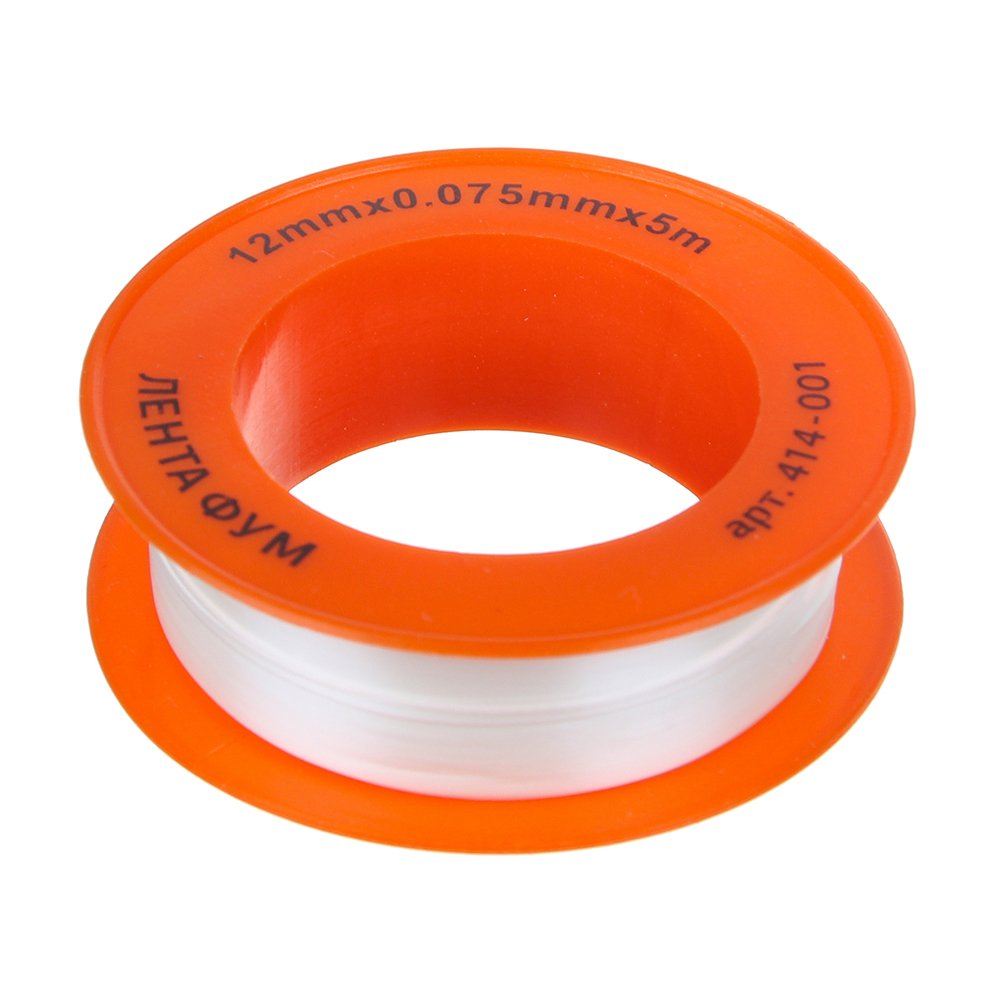 Лента ФУМ, 12мм x 5м, плотность 0,18 г/см3, толщина 0,075мм, арт.№ 414-001