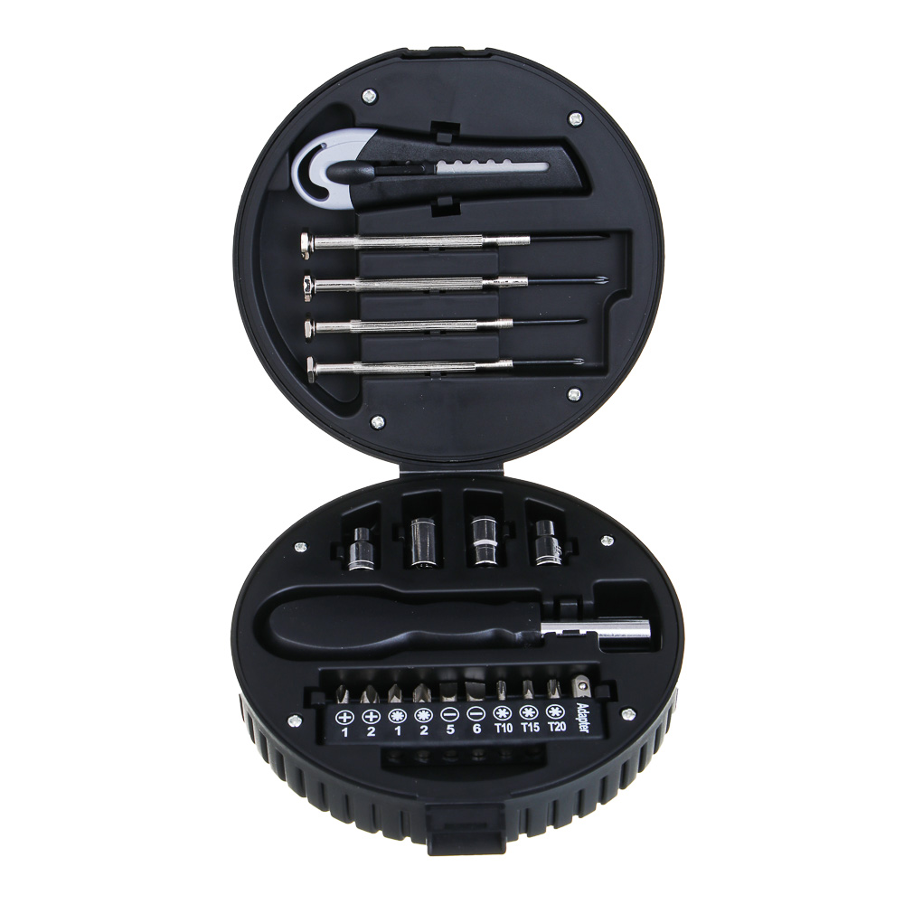 ЕРМАК Набор подарочный "колесо" 20в1 (головки, биты, отвертка, нож, отвертки для точных работ), арт.№ 736-254