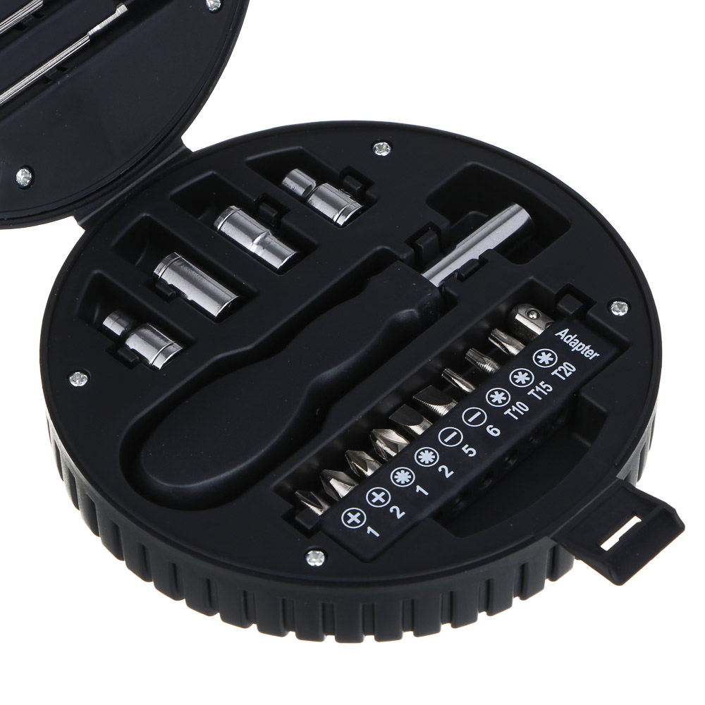 ЕРМАК Набор подарочный "колесо" 20в1 (головки, биты, отвертка, нож, отвертки для точных работ), арт.№ 736-254