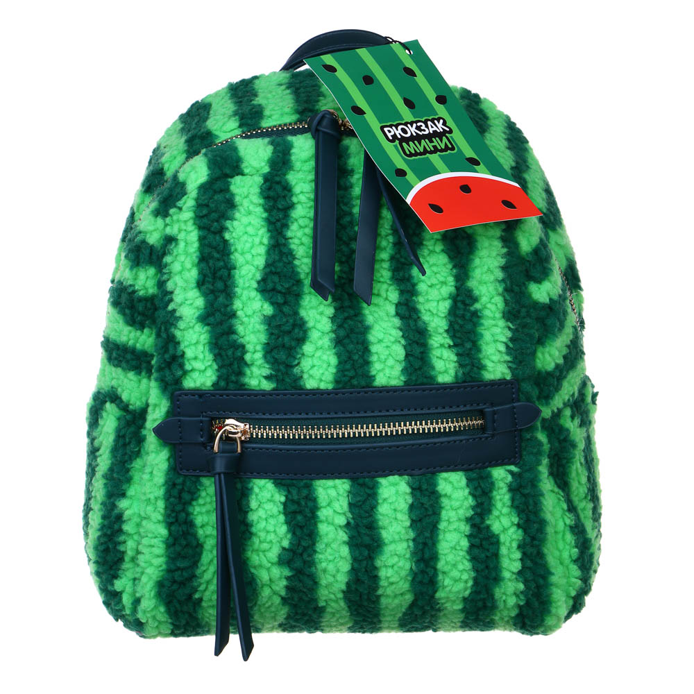 Рюкзак мини 28х23х12см, "Арбуз", 1 отд., 1 карм., иск.мех с печатью, иск.кожа, цветной подклад, арт.№ 254-696
