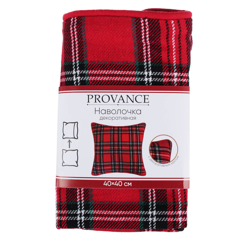 PROVANCE Шотландка Наволочка декоративная 40х40см, 100% хлопок, арт.№ 492-031