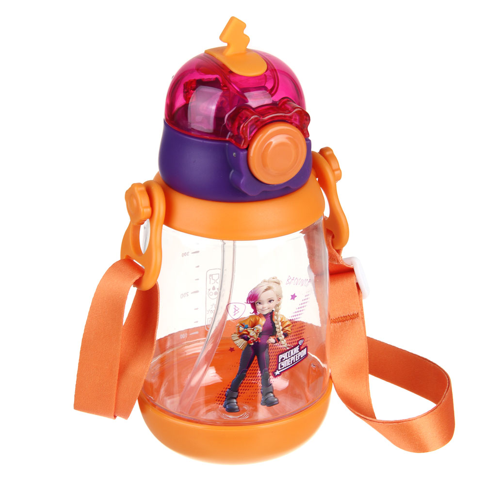 BY Русские Супергерои Бутылка детская с поильником, 8.5x19см,520мл,"Василиса" PC, PP, силикон, арт.№ 088-107