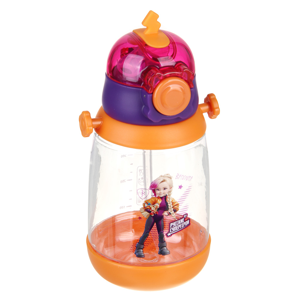 BY Русские Супергерои Бутылка детская с поильником, 8.5x19см,520мл,"Василиса" PC, PP, силикон, арт.№ 088-107