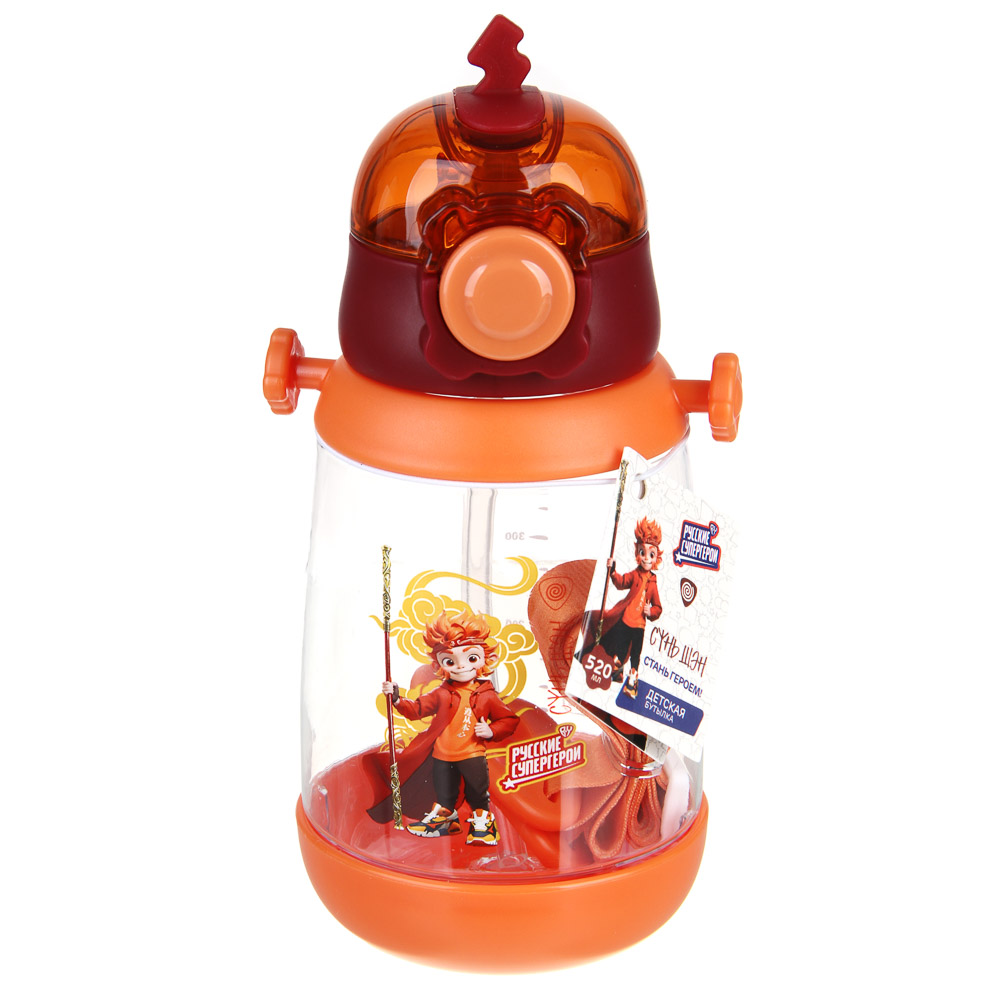 BY Русские Супергерои Бутылка детская с поильником, 8.5x19см, 520мл, "Сунь Шэн", PC, PP, силикон, арт.№ 088-108