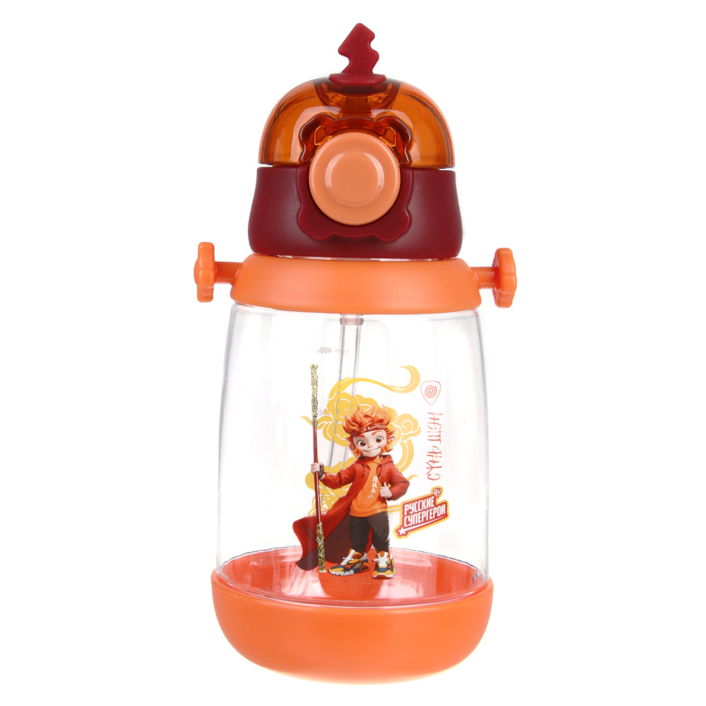 BY Русские Супергерои Бутылка детская с поильником, 8.5x19см, 520мл, "Сунь Шэн", PC, PP, силикон, арт.№ 088-108