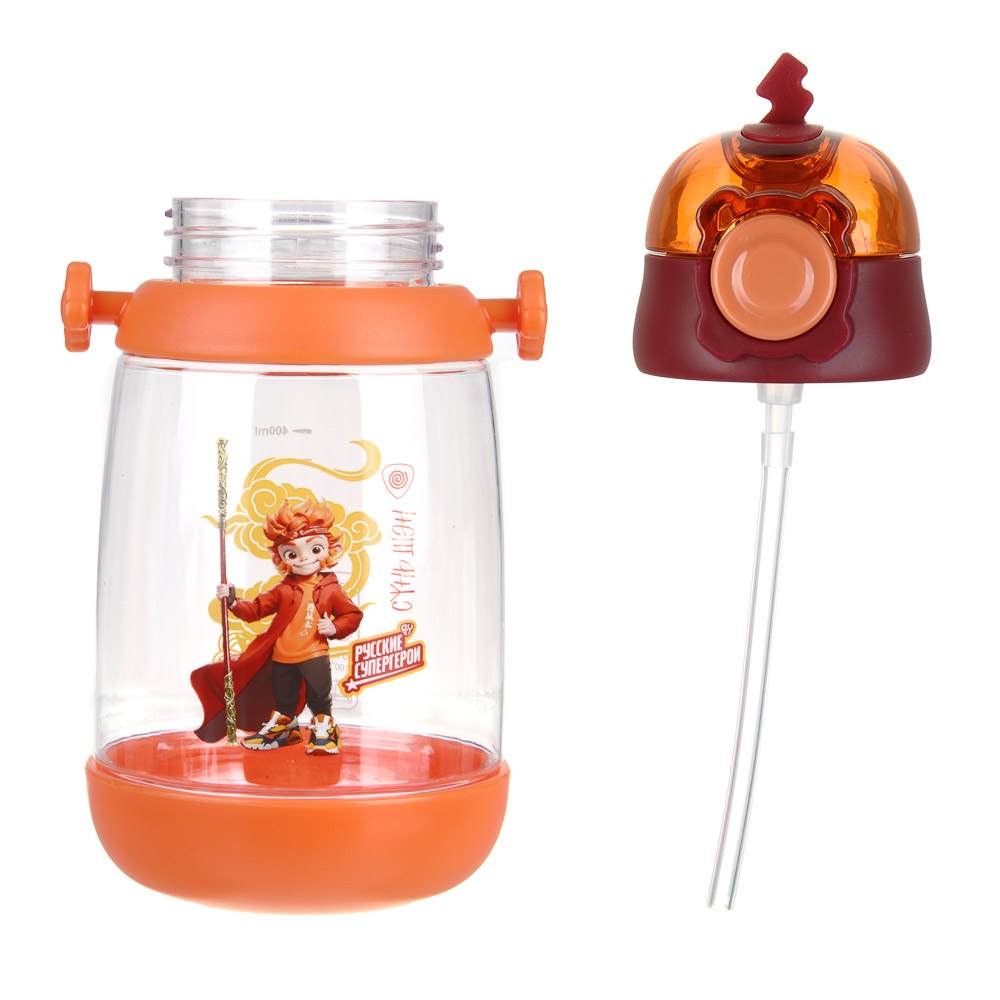 BY Русские Супергерои Бутылка детская с поильником, 8.5x19см, 520мл, "Сунь Шэн", PC, PP, силикон, арт.№ 088-108
