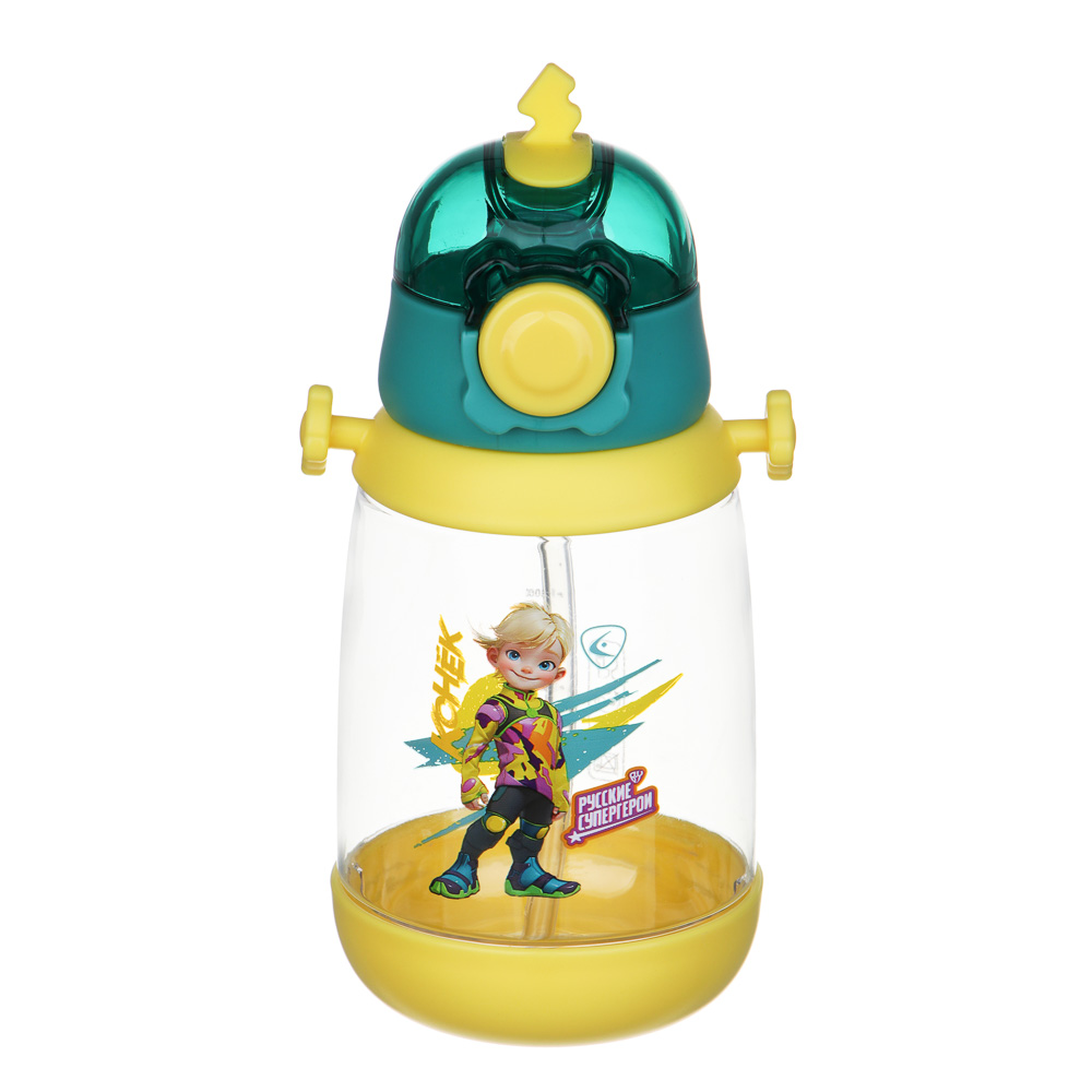 BY Русские Супергерои Бутылка детская с поильником, 8.5x19см,520мл,"Конек" PC, PP, силикон, арт.№ 088-109