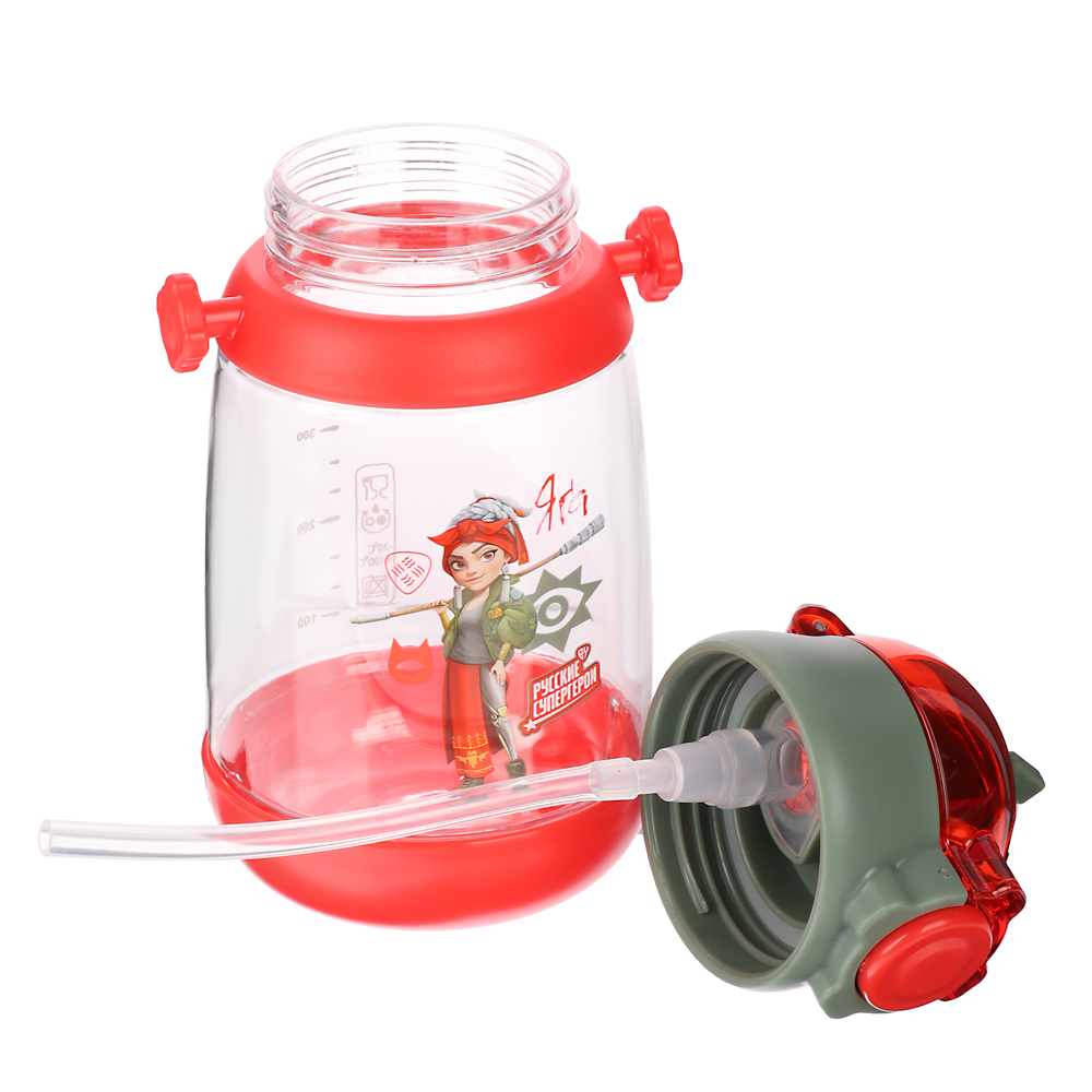 BY Русские Супергерои Бутылка детская с поильником, 8.5x19см,520мл,"Яга", PC, PP, силикон, арт.№ 088-110