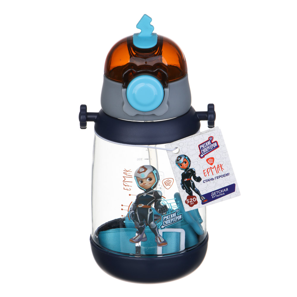 BY Русские Супергерои Бутылка детская с поильником, 8.5x19см,520мл,"Ермак", PC, PP, силикон, арт.№ 088-111