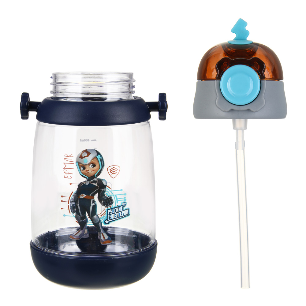 BY Русские Супергерои Бутылка детская с поильником, 8.5x19см,520мл,"Ермак", PC, PP, силикон, арт.№ 088-111