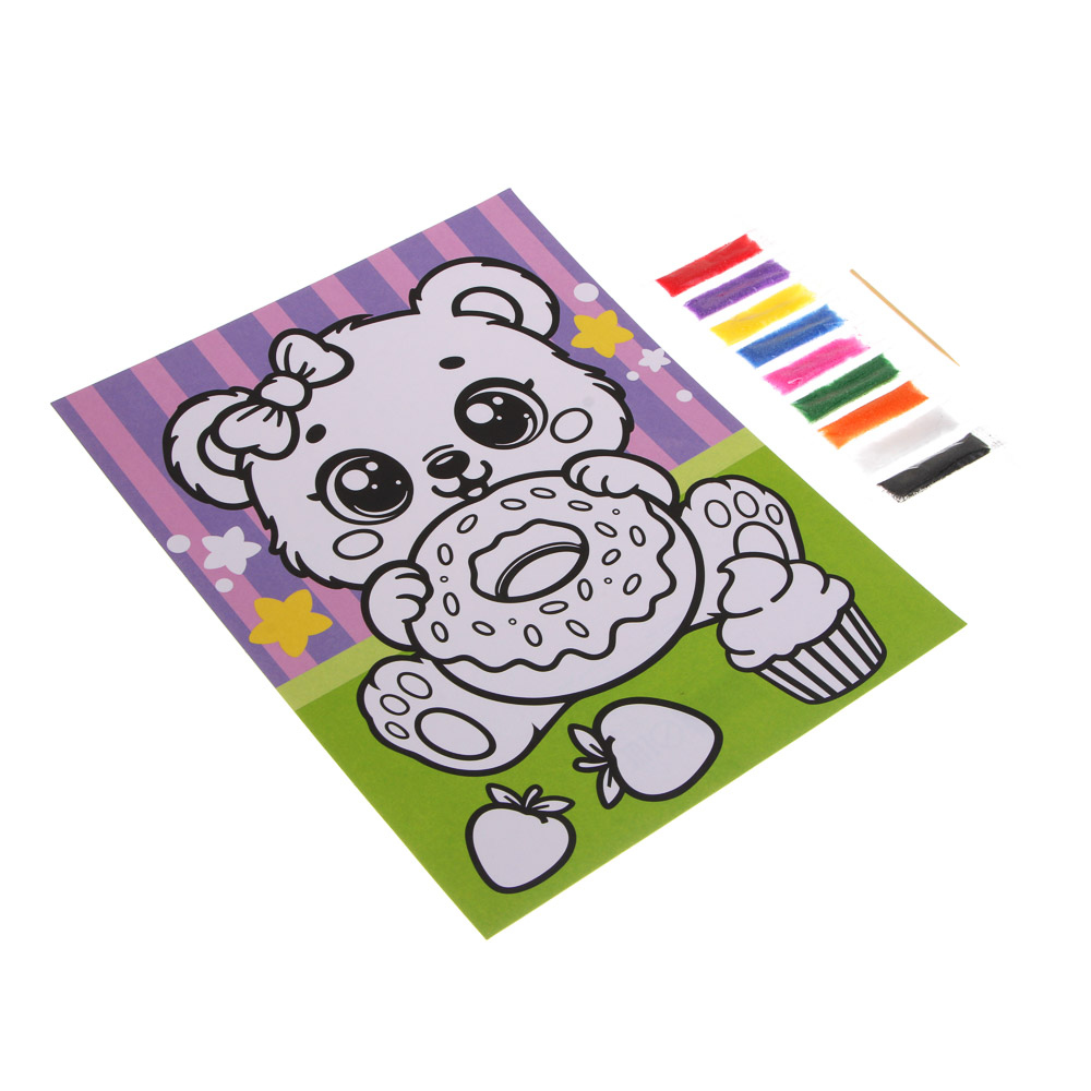 Фреска из песка с цветным фоном "Микс", бумага, песок 8-10цв., 21х27см, арт.№ 287-301