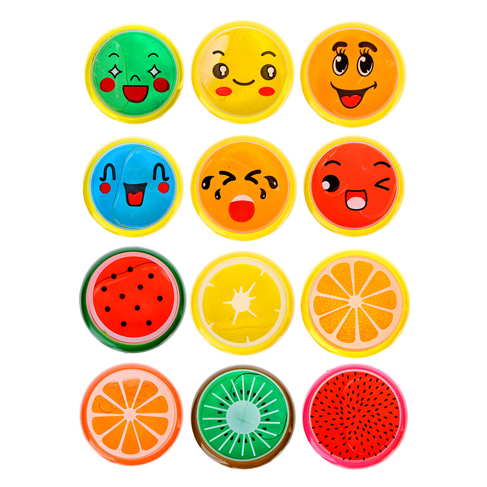 LASTIKS Игрушка-лизун в баночке твердый "Фрукты/Мордашки", полимер, 5,5х5,5х1,2см, 8-12 дизайнов, арт.№ 295-061