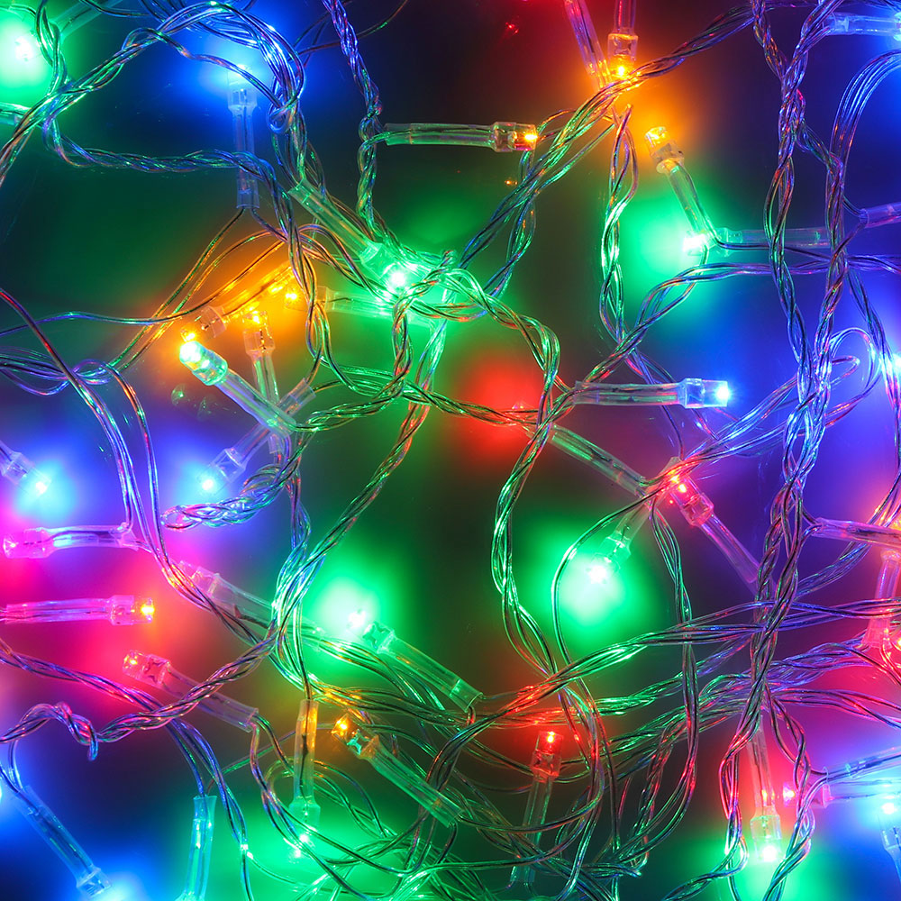 Гирлянда вьюн 9 м СНОУ БУМ, 100 LED ламп, свечение мульти, ПВХ прозрачный, 8 режимов, 220В, арт.№ 384-022