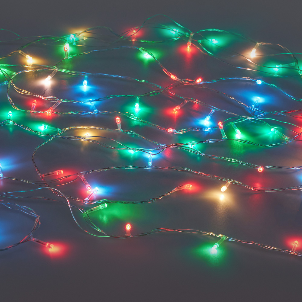 Гирлянда вьюн 9 м СНОУ БУМ, 100 LED ламп, свечение мульти, ПВХ прозрачный, 8 режимов, 220В, арт.№ 384-022