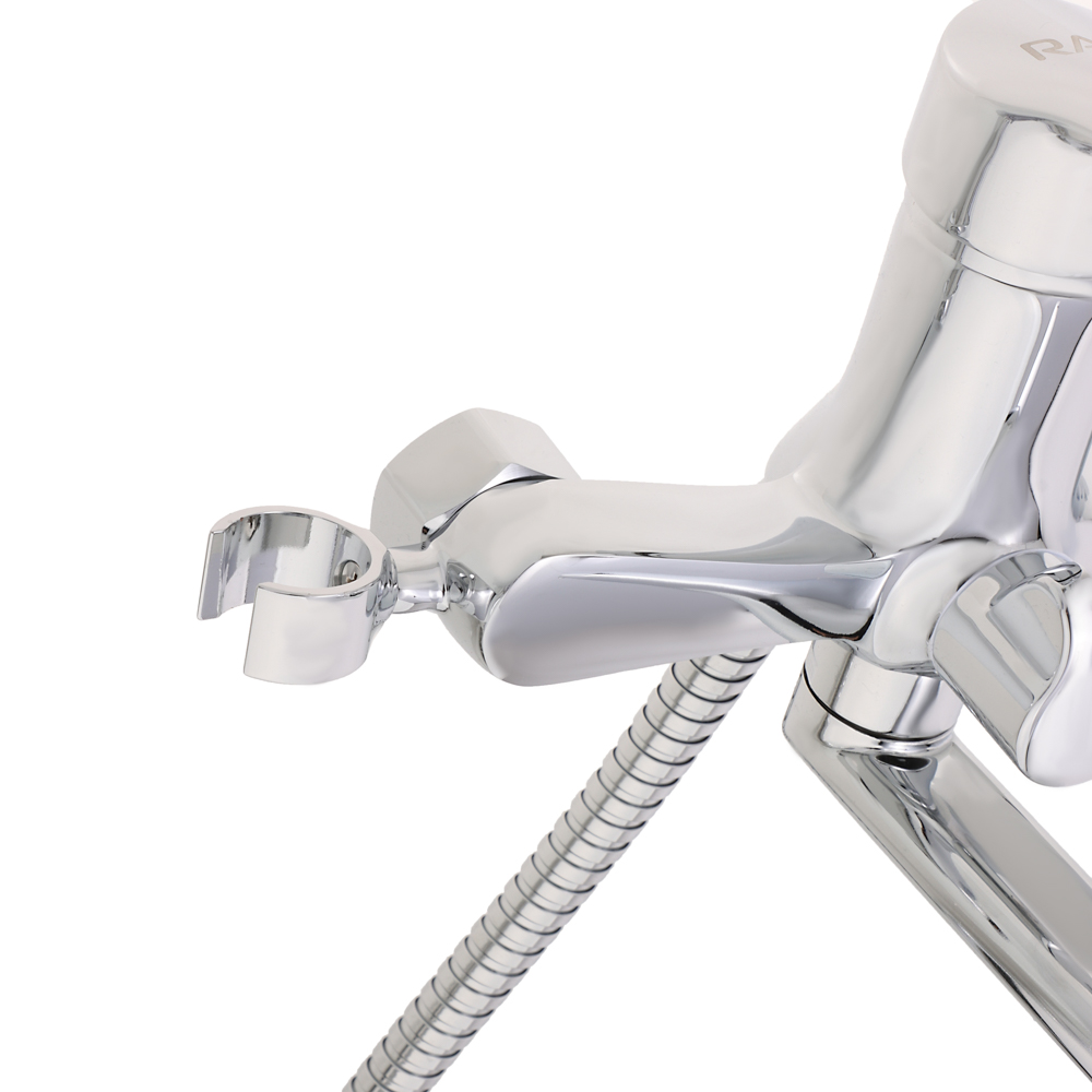 RAIN Смеситель для ванны Обсидиан, прямой излив 35см, душ. набор, картридж 35мм, латунь, хром, арт.№ 561-313