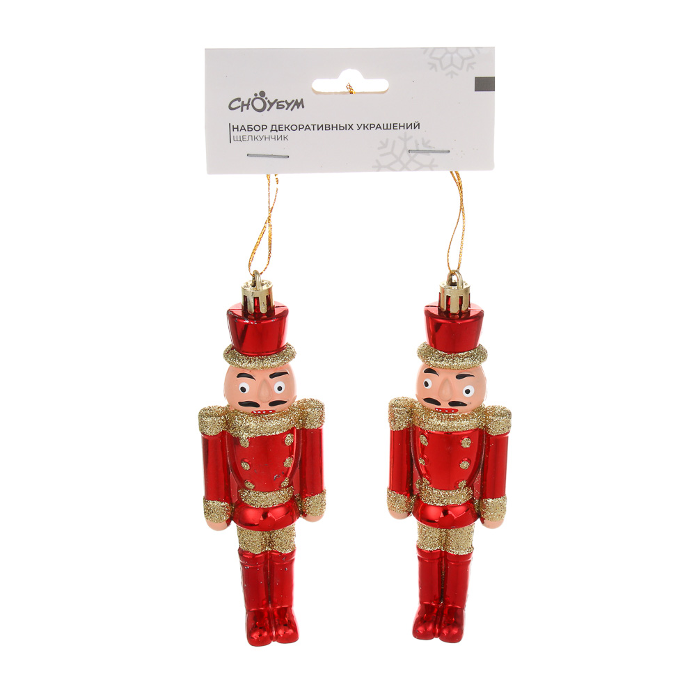 СНОУ БУМ Набор декоративных украшений "Щелкунчик" 2шт, 4x2,5x13см, пластик, арт.№ 374-575