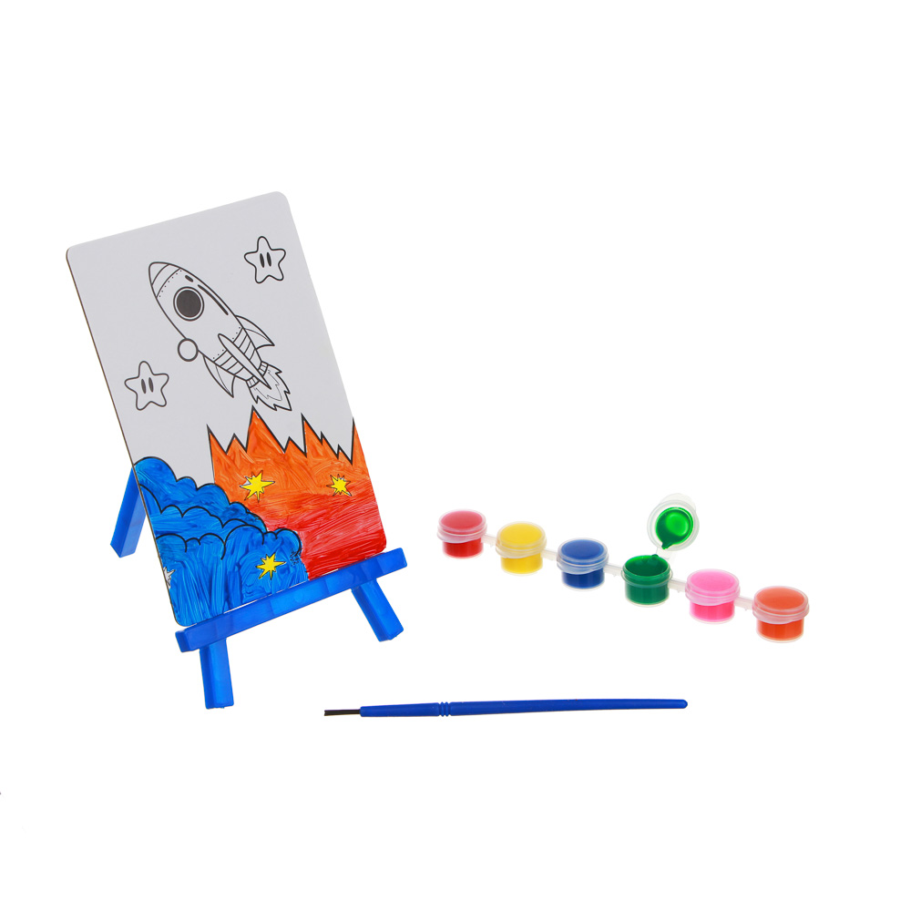 FLOMIK Набор для раскрашивания, картинка на подставке, краски и кисть в комплекте, картон, блистер, арт.№ 590-015