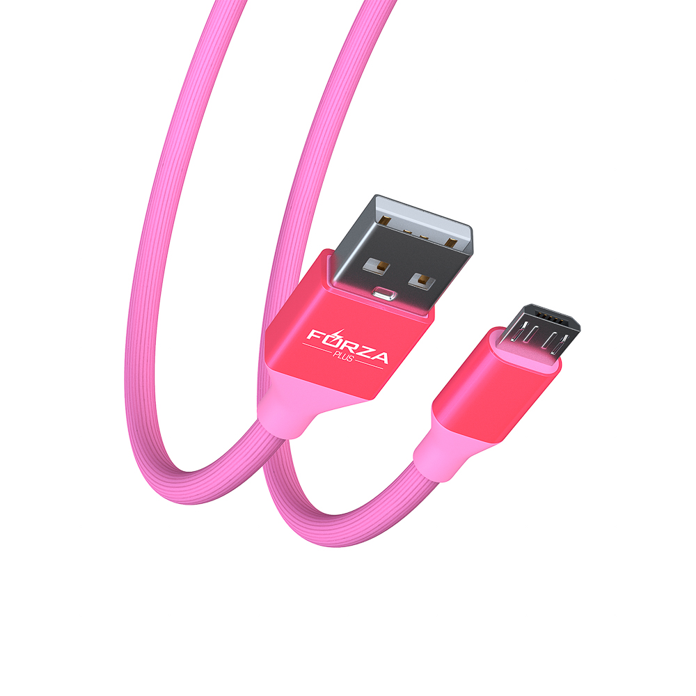 Кабель для зарядки USB(A)-microUSB FORZA Лето, 1м, 2А, прорезиненный, 4 цвета, пакет, арт.№ 916-062