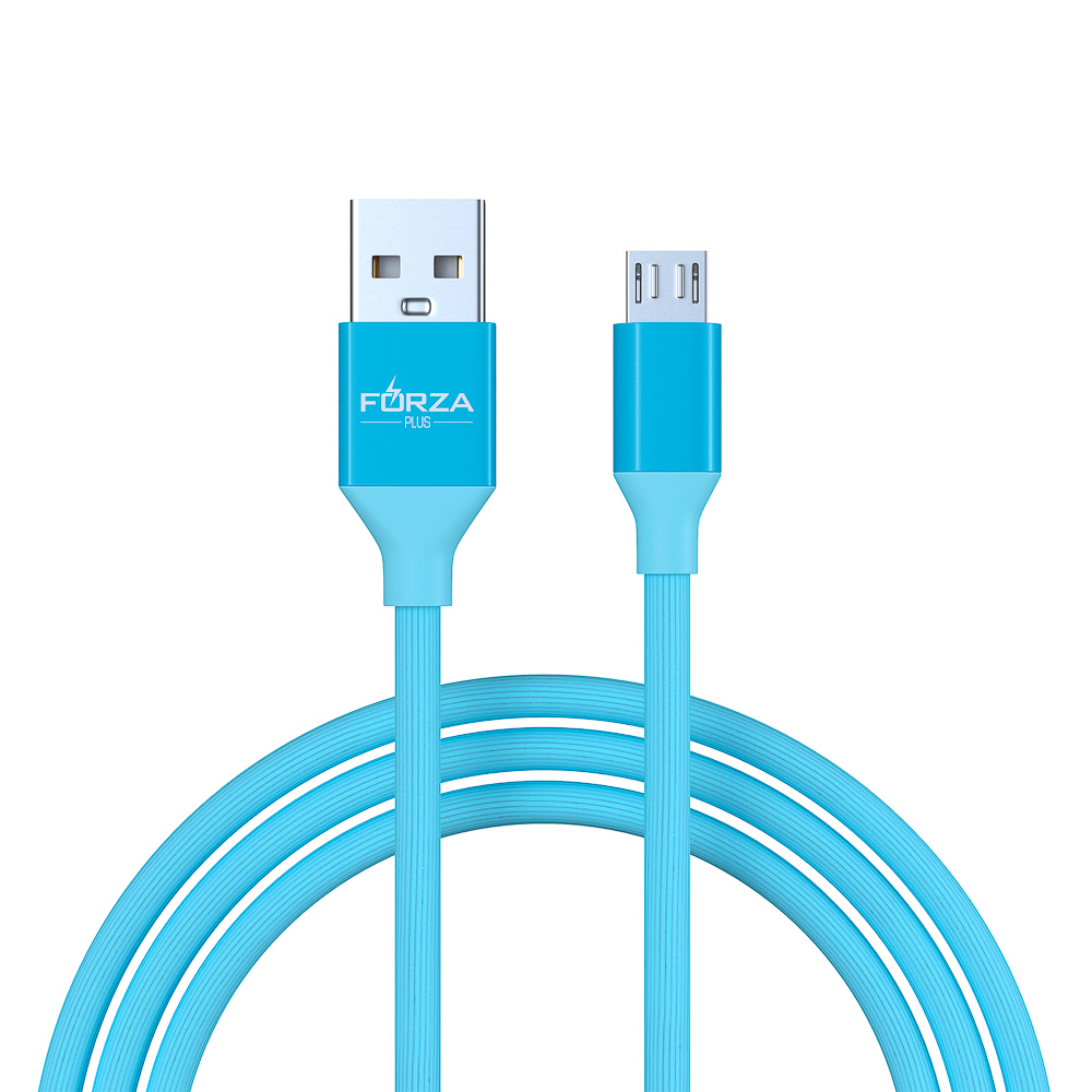 Кабель для зарядки USB(A)-microUSB FORZA Лето, 1м, 2А, прорезиненный, 4 цвета, пакет, арт.№ 916-062