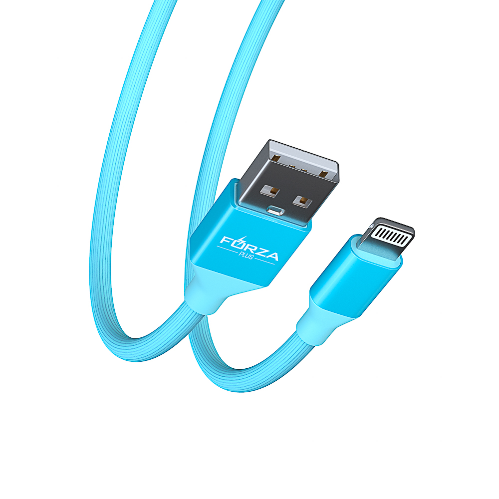 Кабель для зарядки USB(A)-iP FORZA Лето, 1м, 2А, прорезиненный, 4 цвета, пакет, арт.№ 916-064