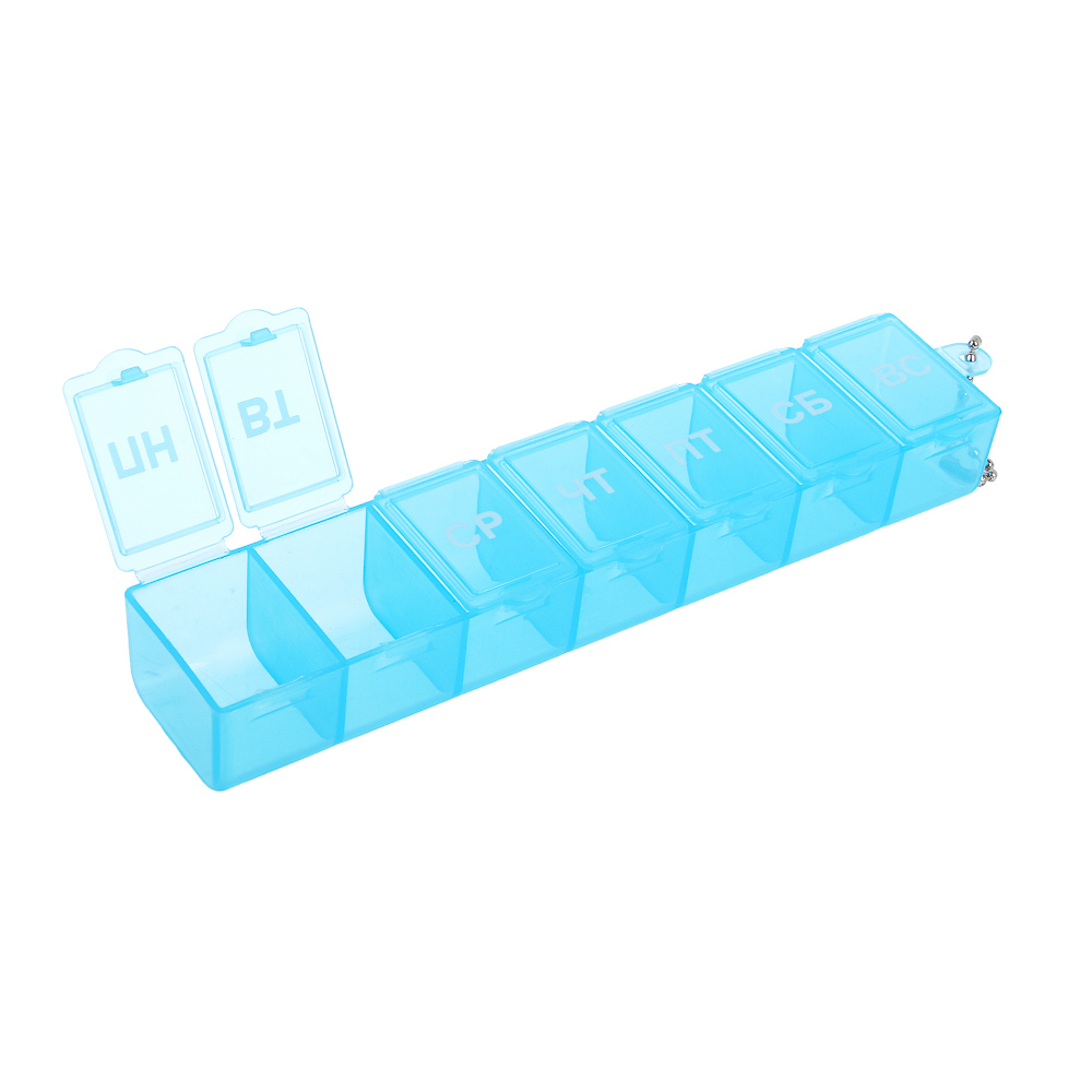 Контейнер для мелочей, 7 отсеков, пластик, 15х3,3см, "Ежедневный", 3 цвета, арт.№ 444-118