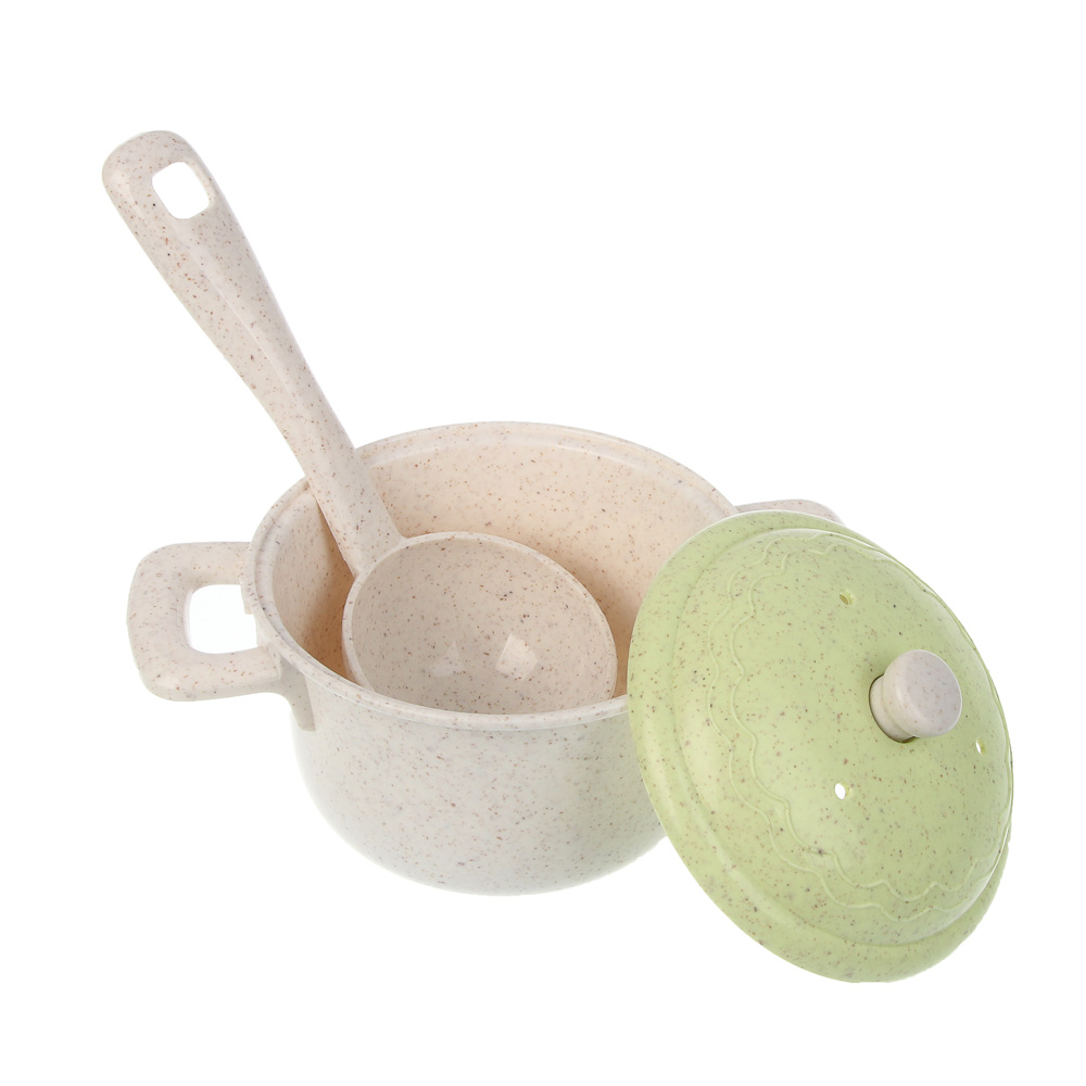 ИГРОЛЕНД Игровой набор посуды "Экопластик", 14 предметов, пластик, 37х7х39,5 см, арт.№ 294-228