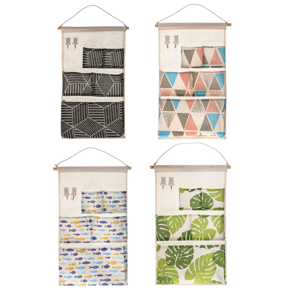 VETTA Барселона Кофр подвесной настенный, 5 объемных карманов, 2 крючка, текстиль, 34х55см,4 дизайна, арт.№ 457-572