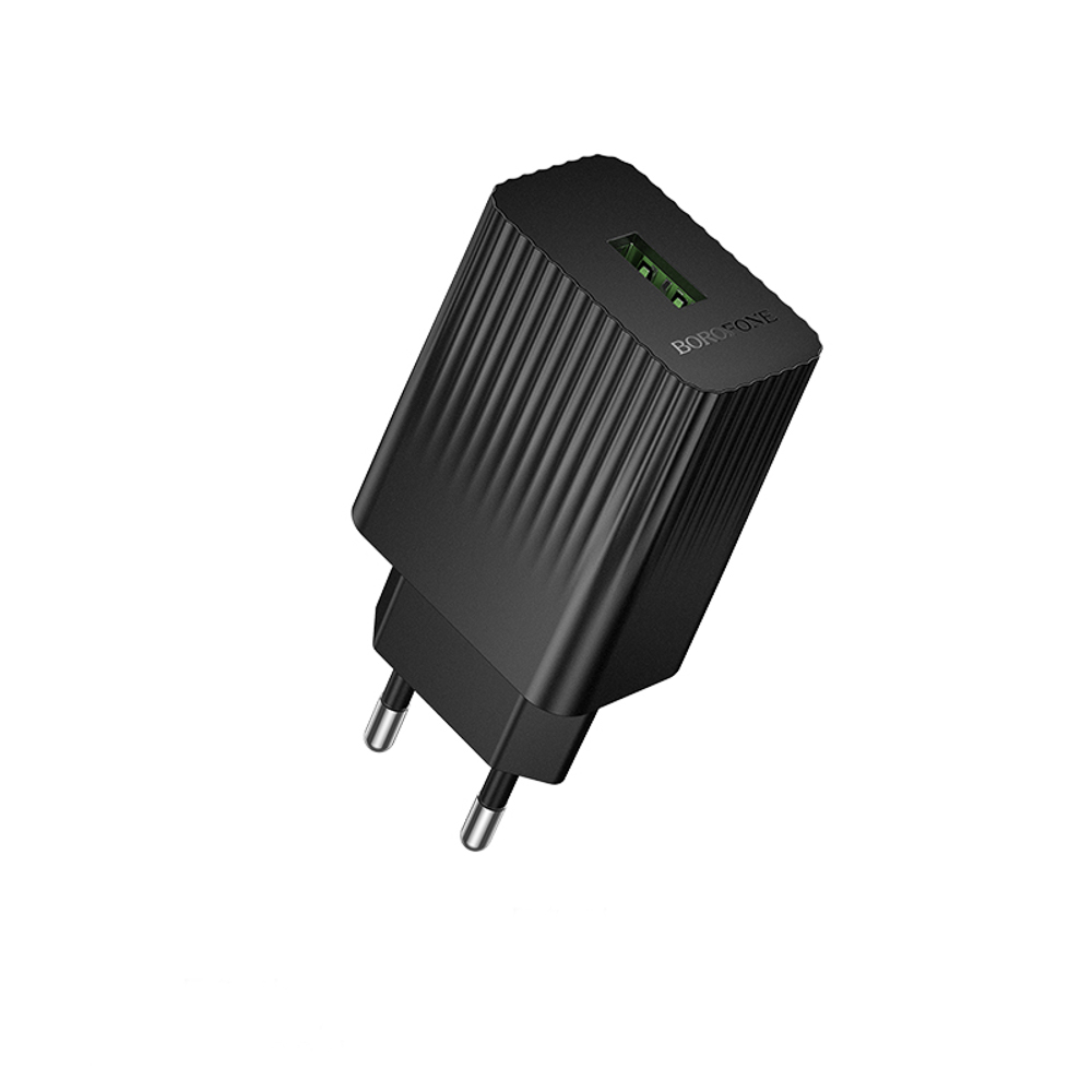 Сетевое зарядное устройство BOROFONE модель BAS72A, USB-A QC 18W, цвет: черный, арт.№ 916-332