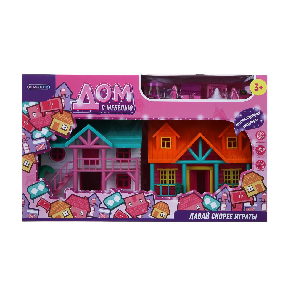 ИГРОЛЕНД Дом с мебелью и акс., ABS, 34,8х8,5х21 см, арт.№ 278-137