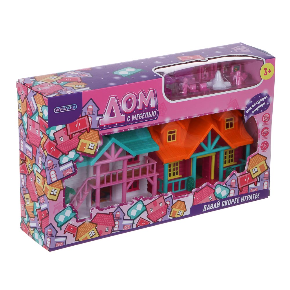 ИГРОЛЕНД Дом с мебелью и акс., ABS, 34,8х8,5х21 см, арт.№ 278-137