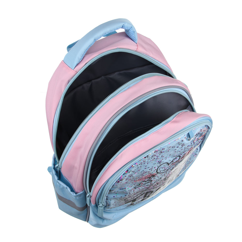 ТРЕВЕЛ Рюкзак школьный полужесткий 37х28х14см, 3 отд., 2 карм., жесткое дно, эргон.спинка, ПЭ, арт.№ 254-811