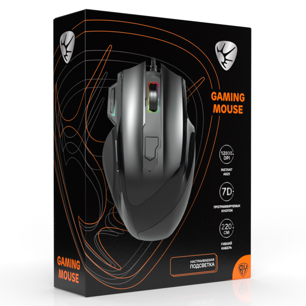 BY Игровая мышь проводная Revolver 12800dpi,7D,A825,RGB,220см, арт.№ 405-055