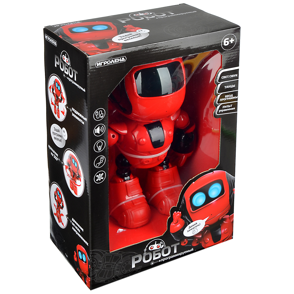 ИГРОЛЕНД Игрушка в виде робота программ. ABS, свет, звук, движ., 2АА, ЗУ/АКБ, 24х15,5х37,5 см, арт.№ 296-069