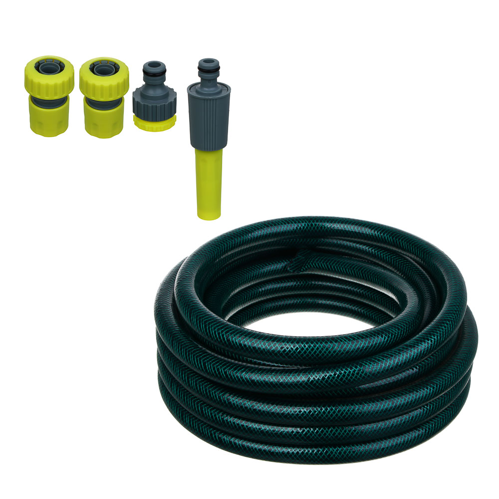 INBLOOM Набор для полива 3/4"(шланг 10м, коннектор-2шт., штуцер-1шт, наконечник-1шт) PP, PVC, арт.№ 168-040