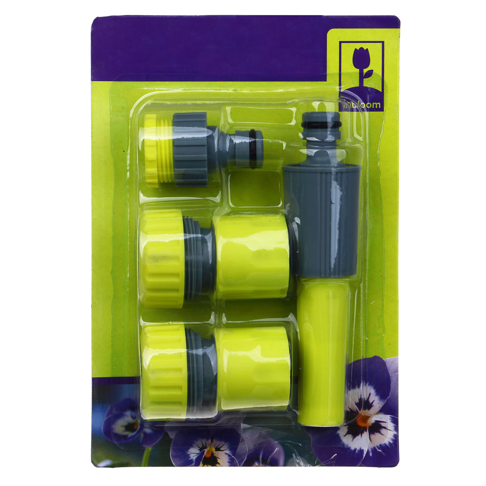 INBLOOM Набор для полива 3/4"(шланг 10м, коннектор-2шт., штуцер-1шт, наконечник-1шт) PP, PVC, арт.№ 168-040