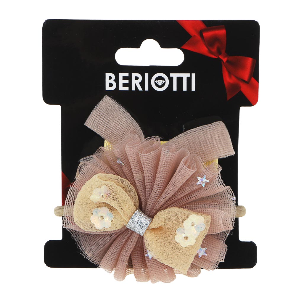 BERIOTTI Набор аксессуаров для волос 2шт: заколка 4см, резинка d4см, сплав, полиэстер, 3 цвета, арт.№ 321-324